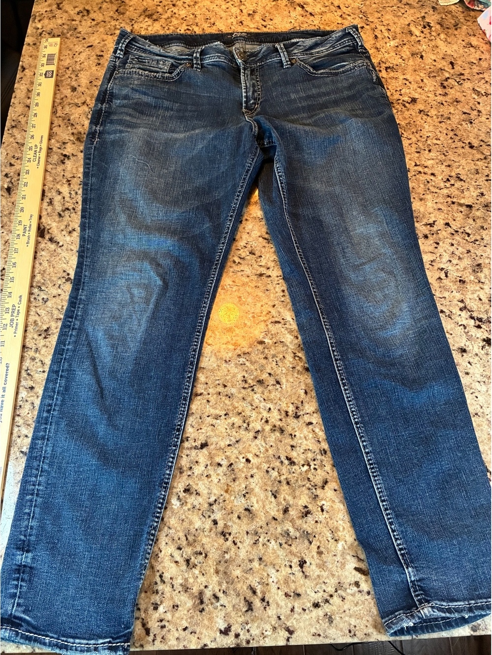 Silver Jeans Sam Women's Denim Jeans SZ 14/L29 Blue Straight Leg